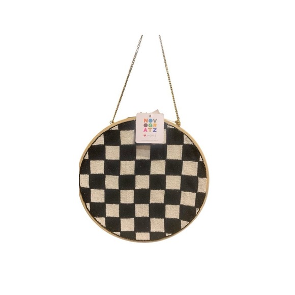 The Novogratz Other - Novogratz Black/White Check Beaded Courtly
Woven Hanging Wall Decor 12.5" NWT